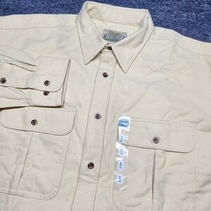 Cabelas Mens Deerskin Soft Chamois Shirt Heavyweight Yellow Tan Buckskin XL NWT